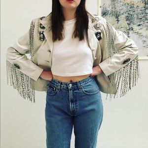 Pristine 70’s white Mexican leather jacket